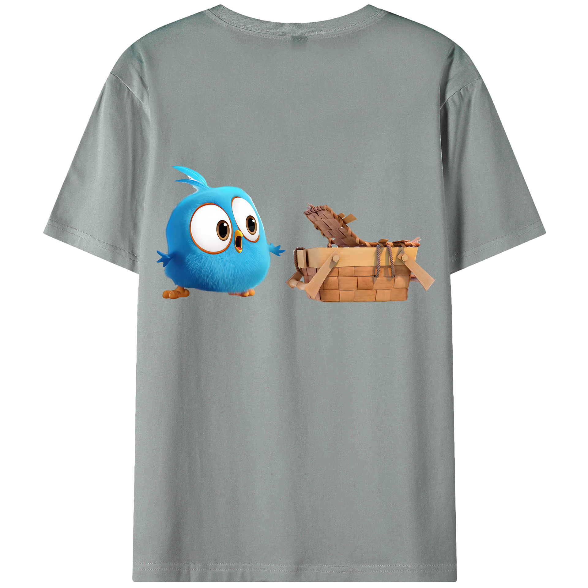 （画像用） Angry Birds アングリーバード 綿100％ メンズ半袖Tシャツ（バックプリント） 通気性